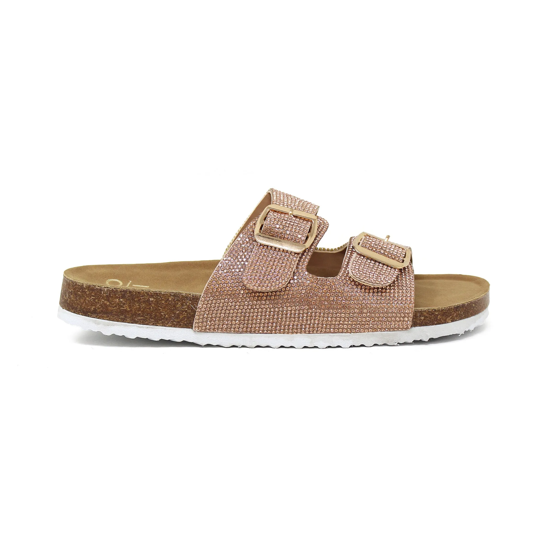 GIAN-107 Women's Slip On Sandal With Double Buckle Strap