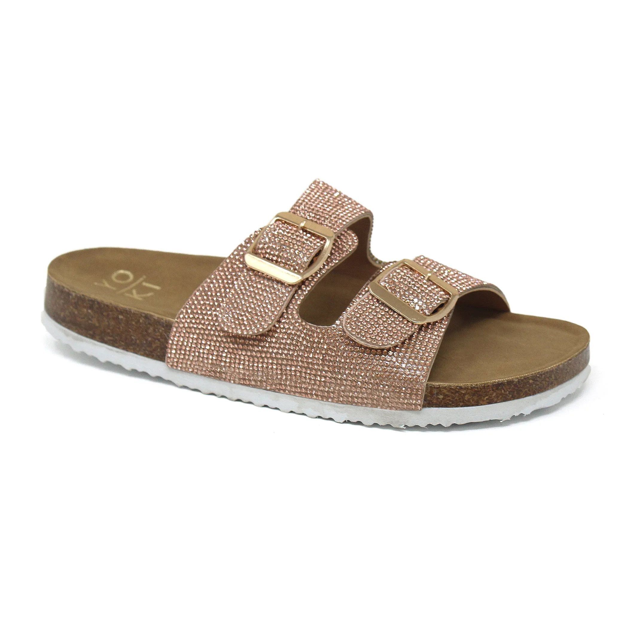 GIAN-107 Women's Slip On Sandal With Double Buckle Strap
