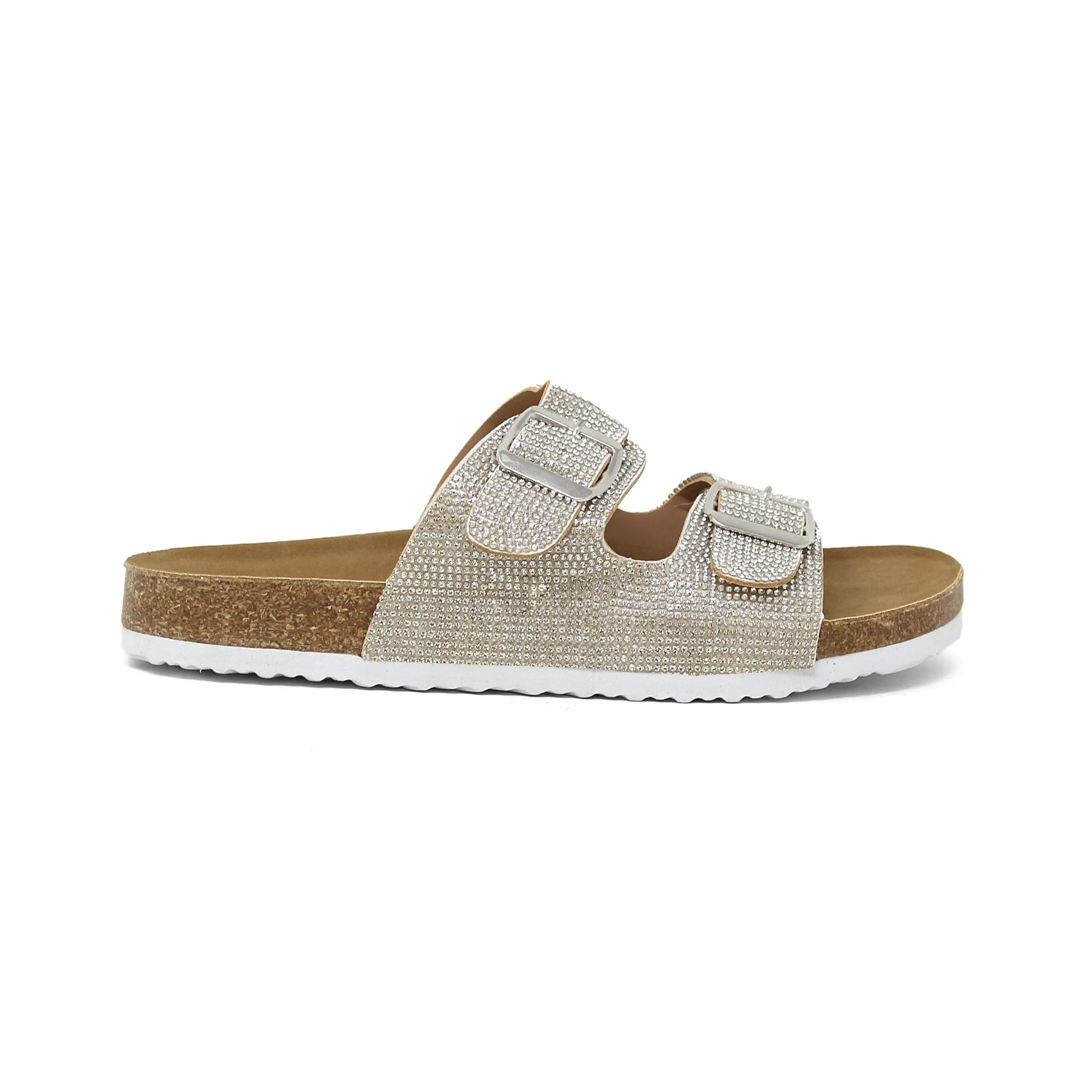 GIAN-107 Women's Slip On Sandal With Double Buckle Strap