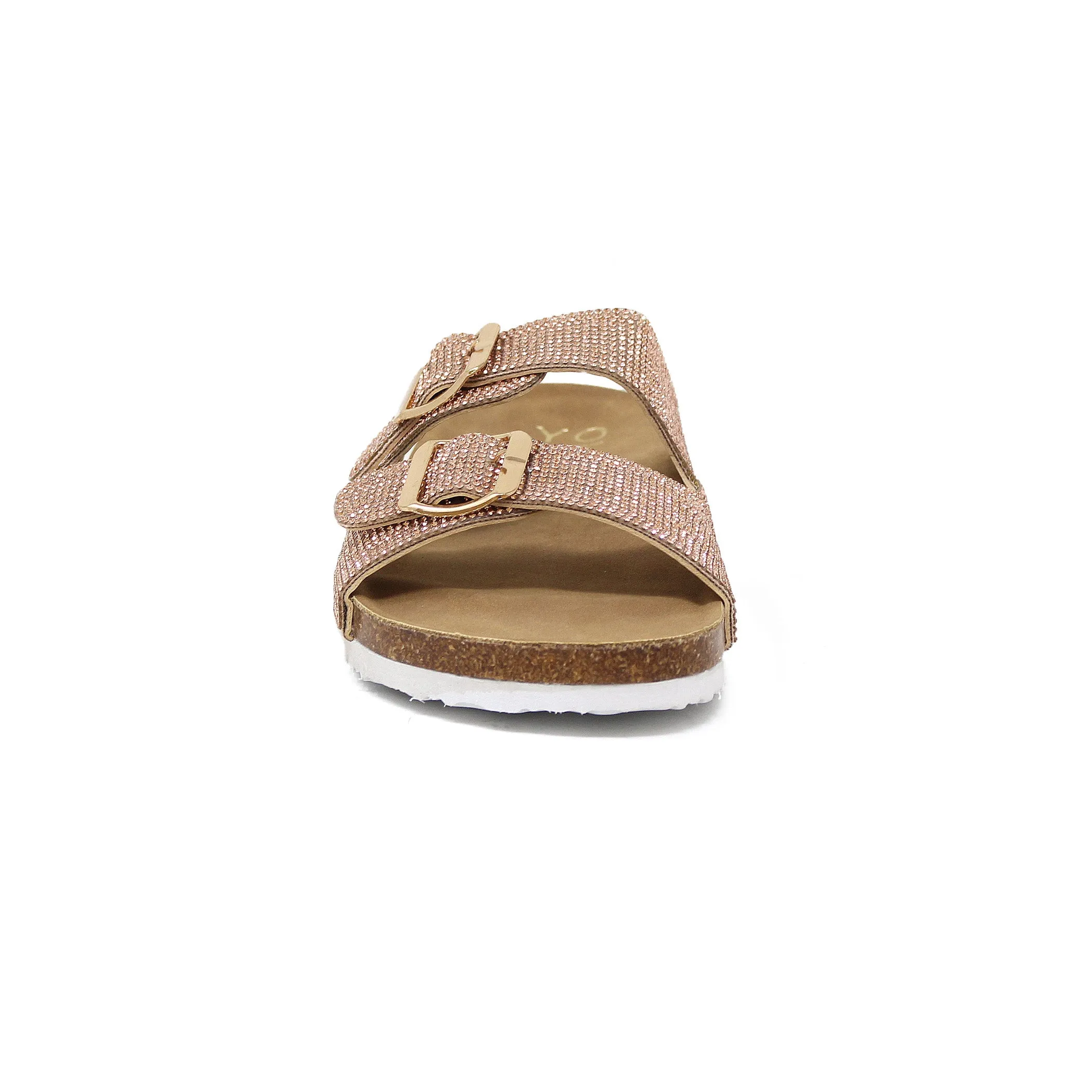 GIAN-107 Women's Slip On Sandal With Double Buckle Strap