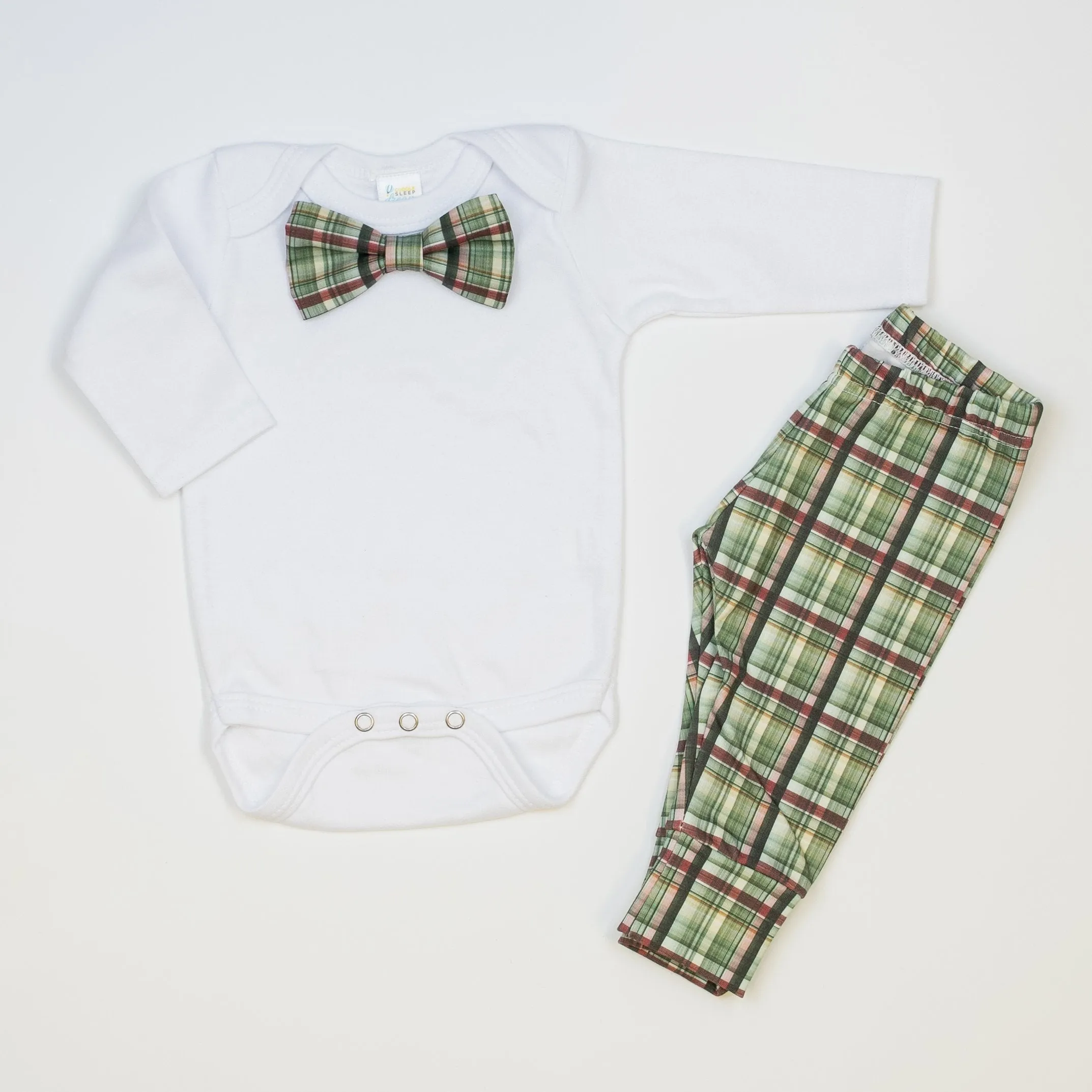 Green Christmas Plaid Bowtie Bodysuit