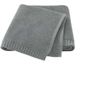 Grey Knitted Cotton Blanket