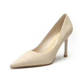 High heeled shoes Small heeled suede Fashion high heels Single shoes
