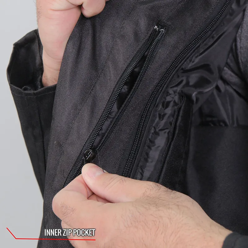Hot Leathers JKM1025 Mens Black Armored  Nylon Mesh Jacket with Reflective Piping and Concealed Carry Pocket