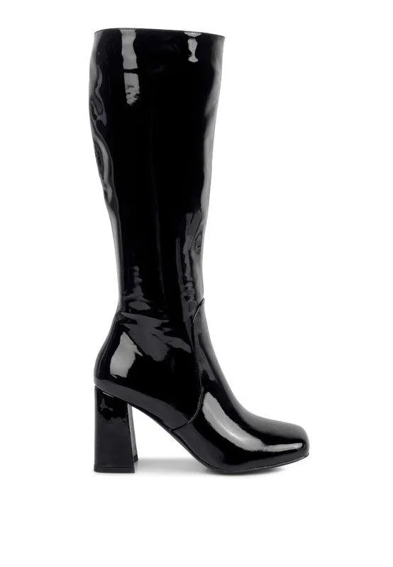 Hypnotize Patent Pu Block Heeled Calf Boots
