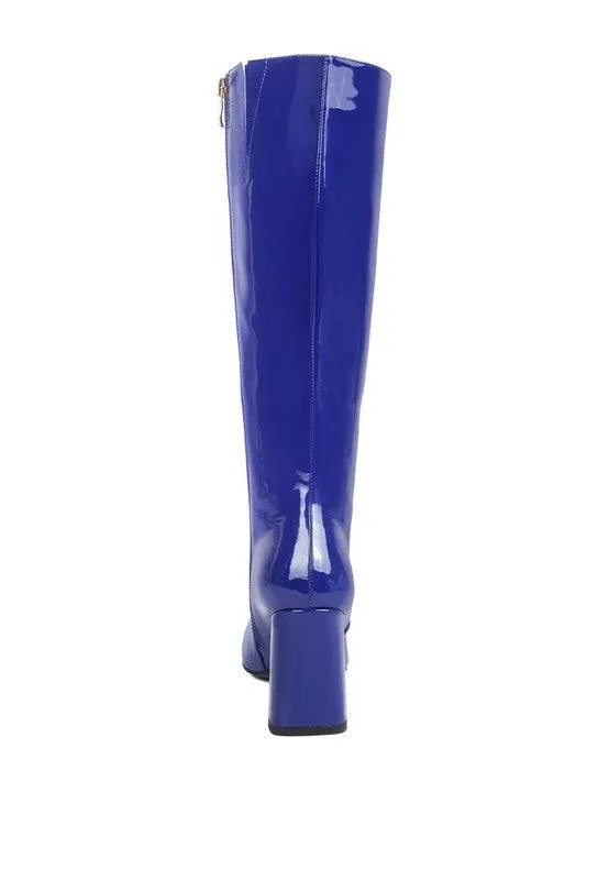 Hypnotize Patent Pu Block Heeled Calf Boots