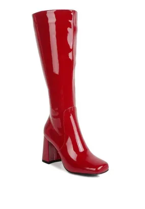 Hypnotize Patent Pu Block Heeled Calf Boots