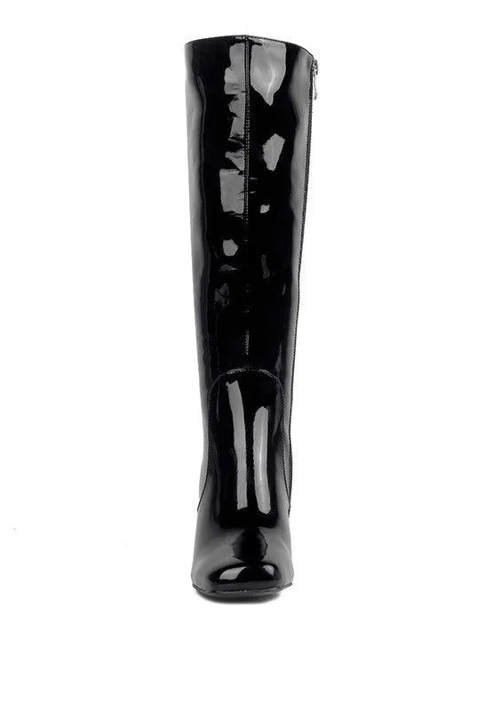 Hypnotize Patent Pu Block Heeled Calf Boots