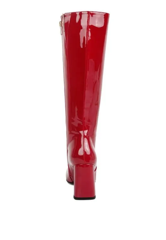 Hypnotize Patent Pu Block Heeled Calf Boots