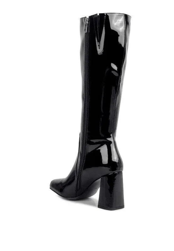 Hypnotize Patent Pu Block Heeled Calf Boots