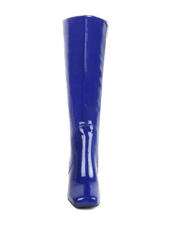 Hypnotize Patent Pu Block Heeled Calf Boots