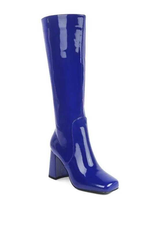 Hypnotize Patent Pu Block Heeled Calf Boots