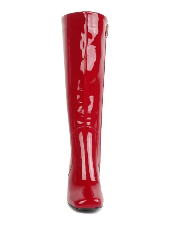 Hypnotize Patent Pu Block Heeled Calf Boots