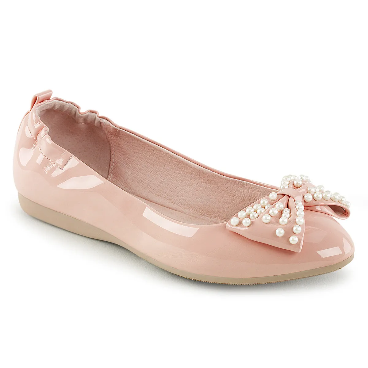 IVY-09 Pin Up Couture Flats Baby Pink Patent Sexy Single Soles (Retro Heels)