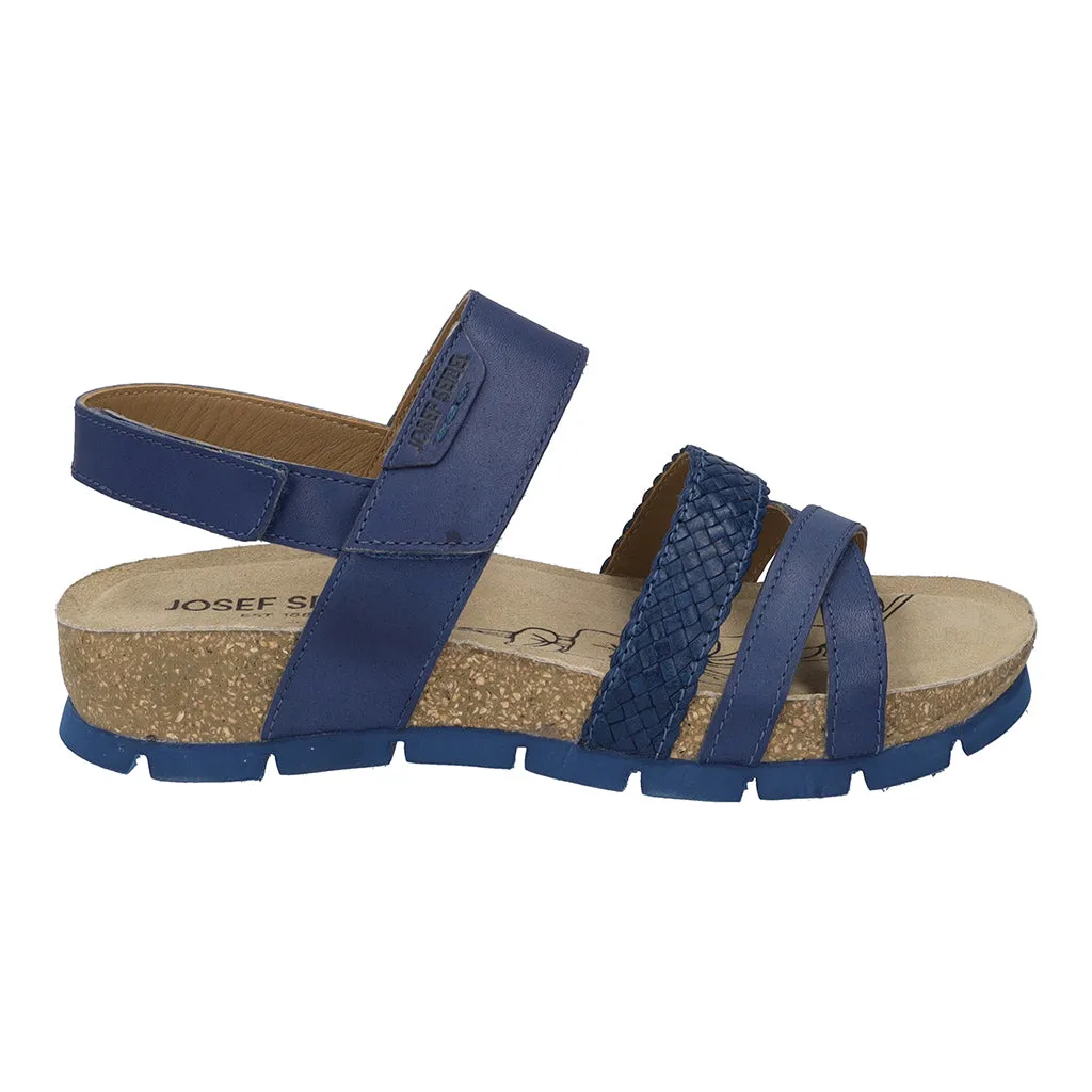 Josef Seibel Lucie 03 Ladies Blue Leather Touch Fastening Sandals