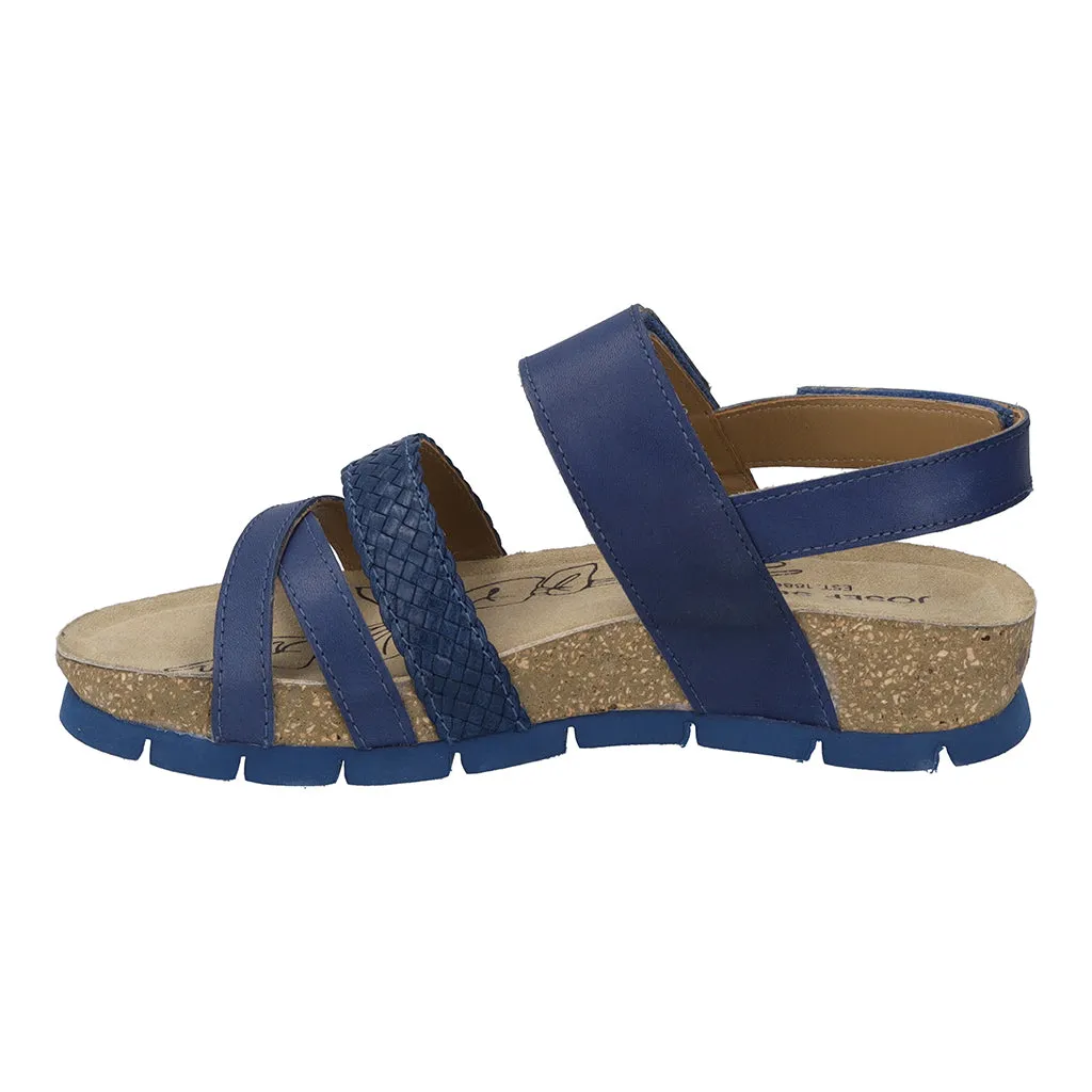 Josef Seibel Lucie 03 Ladies Blue Leather Touch Fastening Sandals