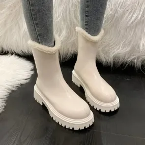 Joskaa 2024 New Winter Warm Fleece-lined Thickened Snow Boots Women's Cotton Ankle Boots Thick Soles for Warmth Comfort