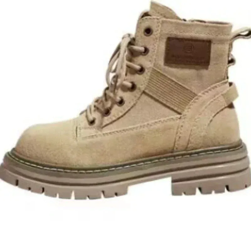 Joskaa Martin Women's Boots 2024 New Winter Style Mid-high Work Boots Yellow Thick Bottom Short Polyester Lining Eva Insole