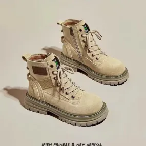 Joskaa Martin Women's Boots 2024 New Winter Style Mid-high Work Boots Yellow Thick Bottom Short Polyester Lining Eva Insole