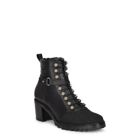 K34MTTS - Cuadra black fashion stingray ankle combat boots for women