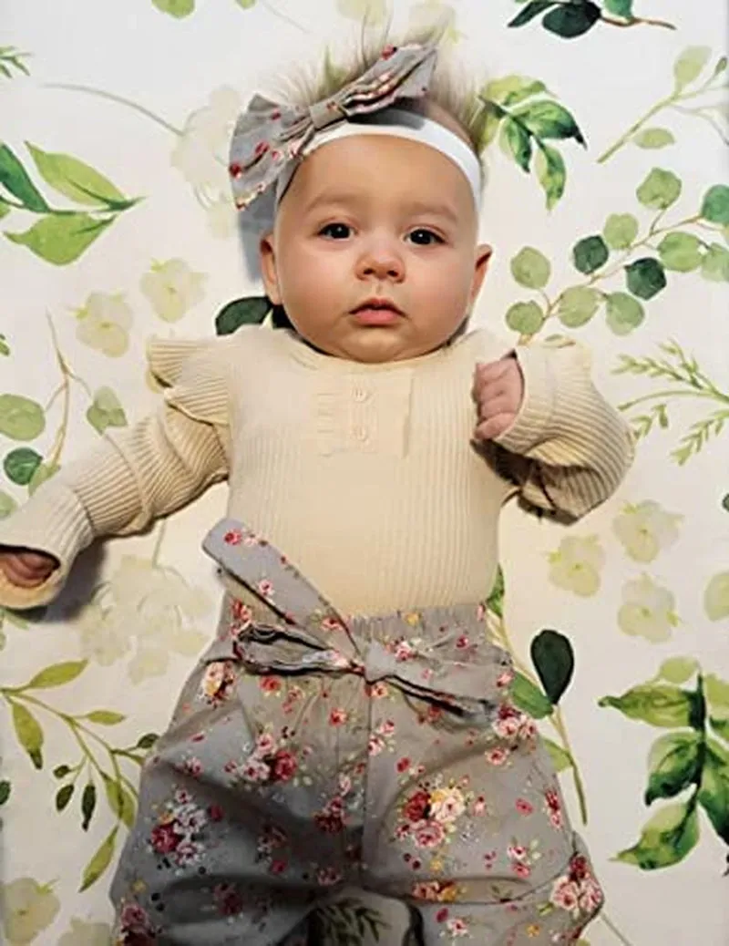 KANGKANG Newborn Baby Girl Clothes Ribbed Ruffle Sleeve Romper   Floral Pants   Headband Cute Infant Baby Girl Outfit 3Pcs