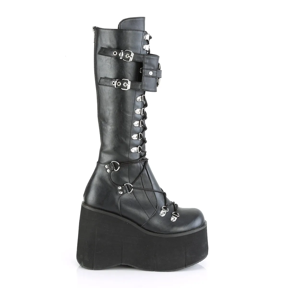 KERA-200 DemoniaCult Black Vegan Leather Sexy Women's Mid-Calf & Knee High Boots (Alternative Footwear)