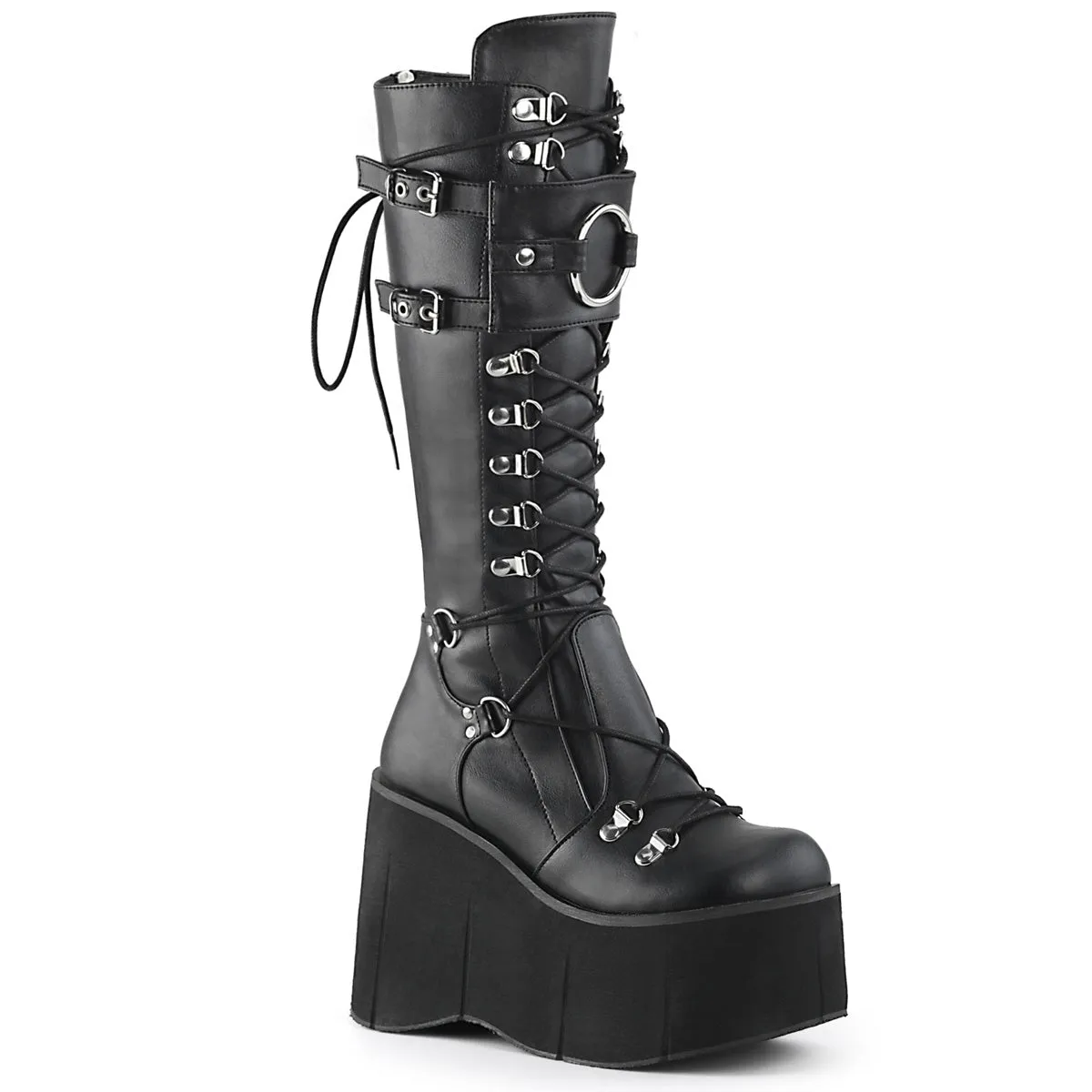 KERA-200 DemoniaCult Black Vegan Leather Sexy Women's Mid-Calf & Knee High Boots (Alternative Footwear)
