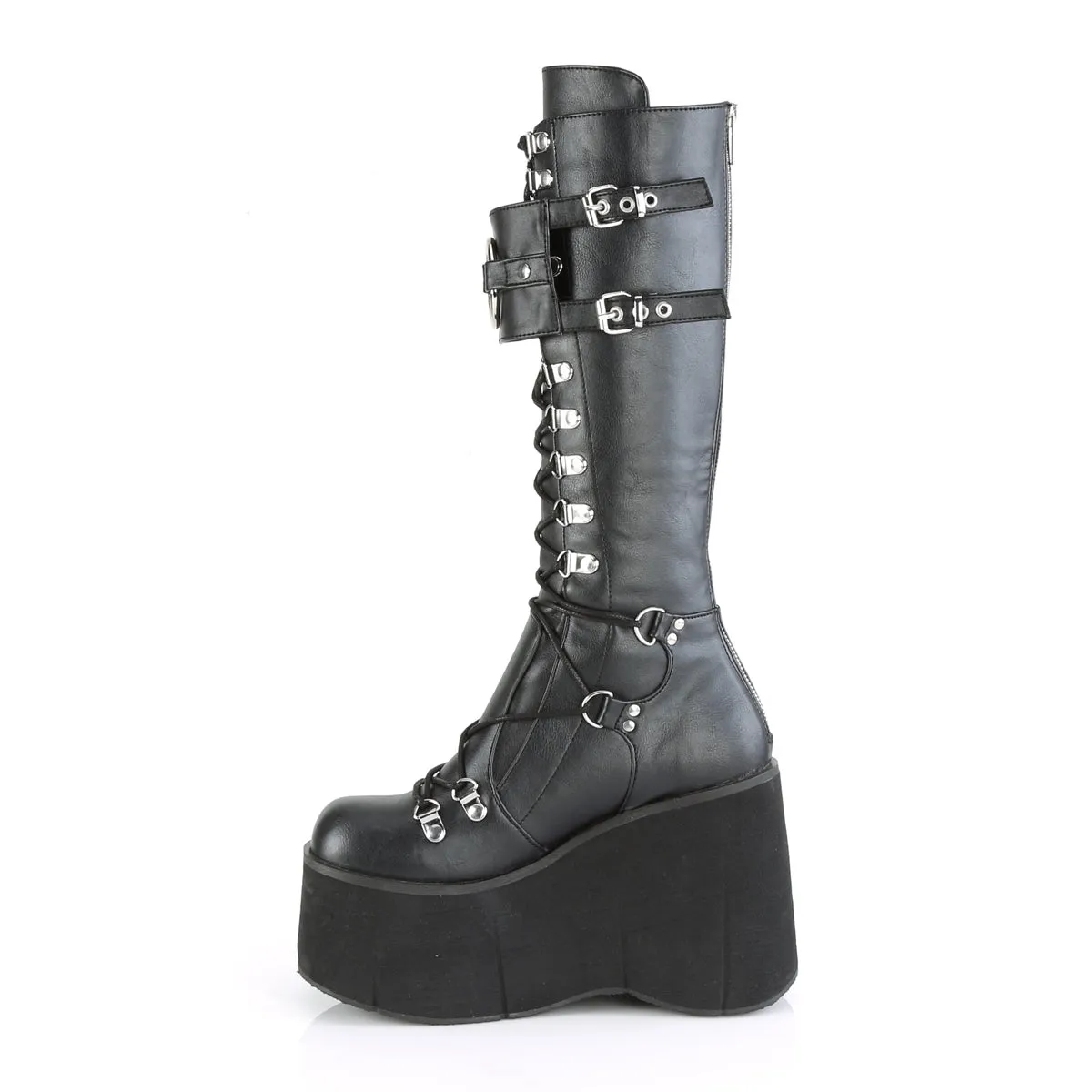 KERA-200 DemoniaCult Black Vegan Leather Sexy Women's Mid-Calf & Knee High Boots (Alternative Footwear)