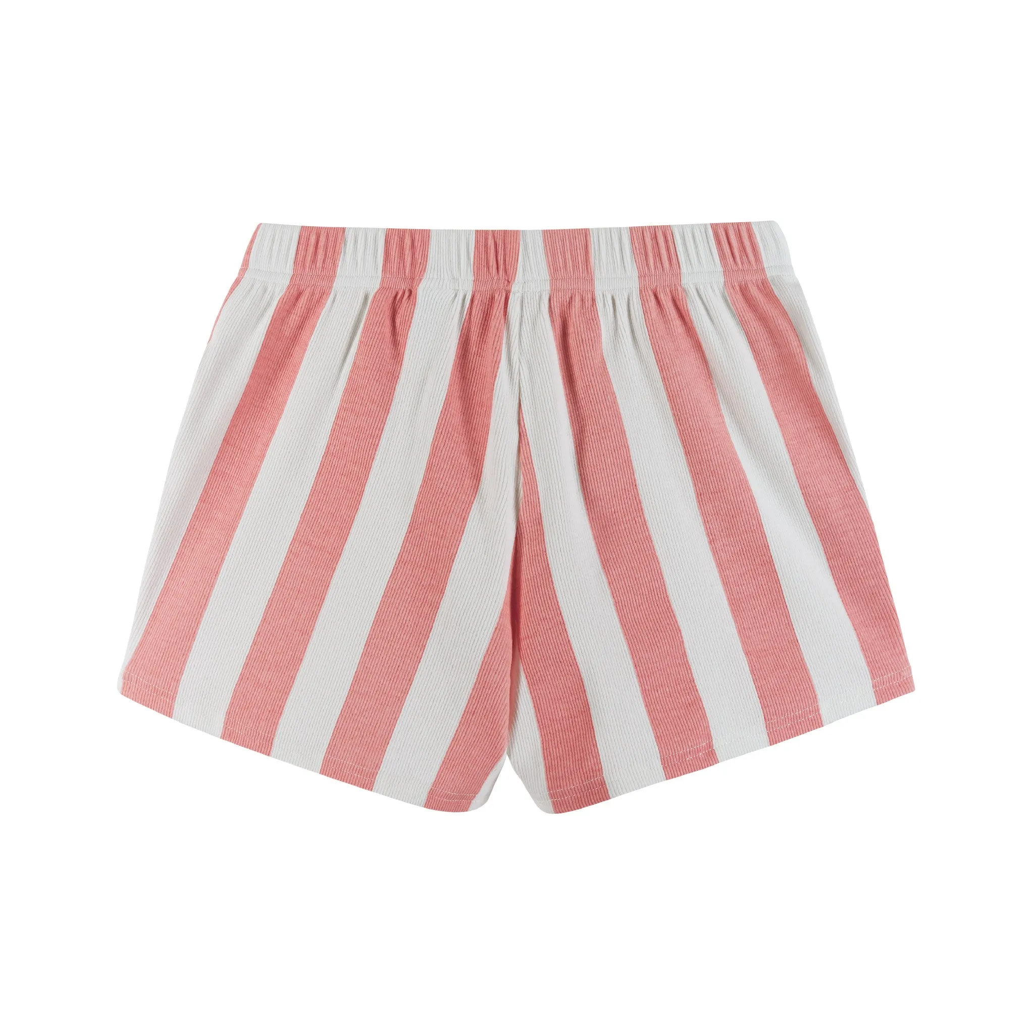 Kids (7-16) Cropped Tee & High Waisted Rib Boxer Short Set | Cherry & Stripes