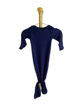 Knotted Baby Gown & Hat Set - Navy Blue