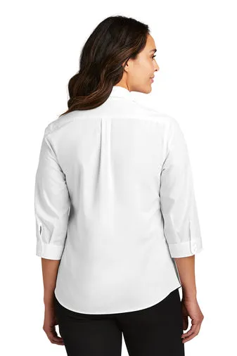Ladies' Carefree Poplin Shirt 3/4 Sleeve - White