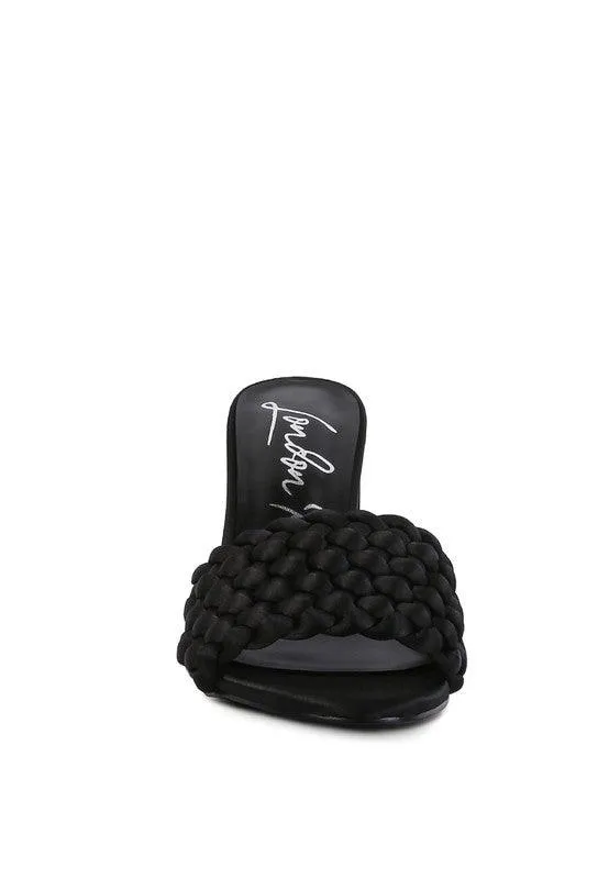 Lust Look Braided Satin Block Sandals