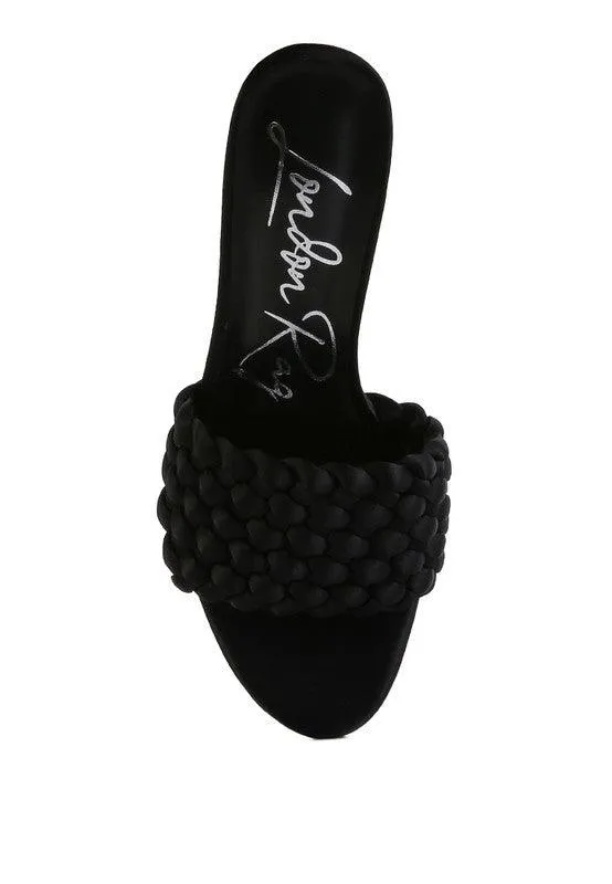 Lust Look Braided Satin Block Sandals