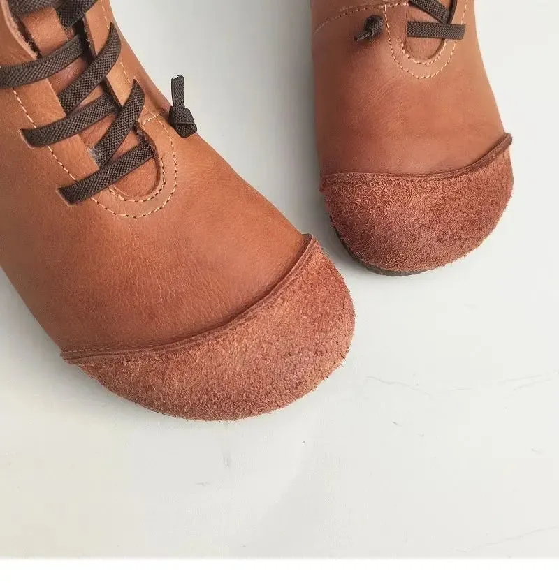 Luxury Genuine Leather Wool-Lined Women's Snow Boots - Thickened Warm, Lightweight High Top Boots