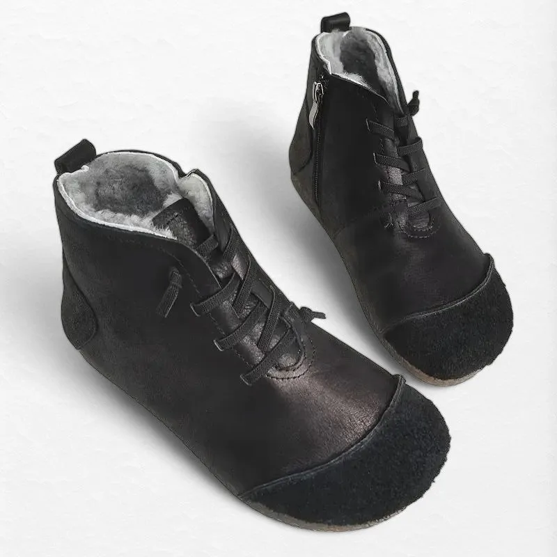 Luxury Genuine Leather Wool-Lined Women's Snow Boots - Thickened Warm, Lightweight High Top Boots