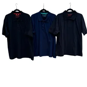 Marq 75 Slim Fit Mens Cotton Poly Blend Polo Shirt Lot of 3 - 2 Black 1 Navy 2XL