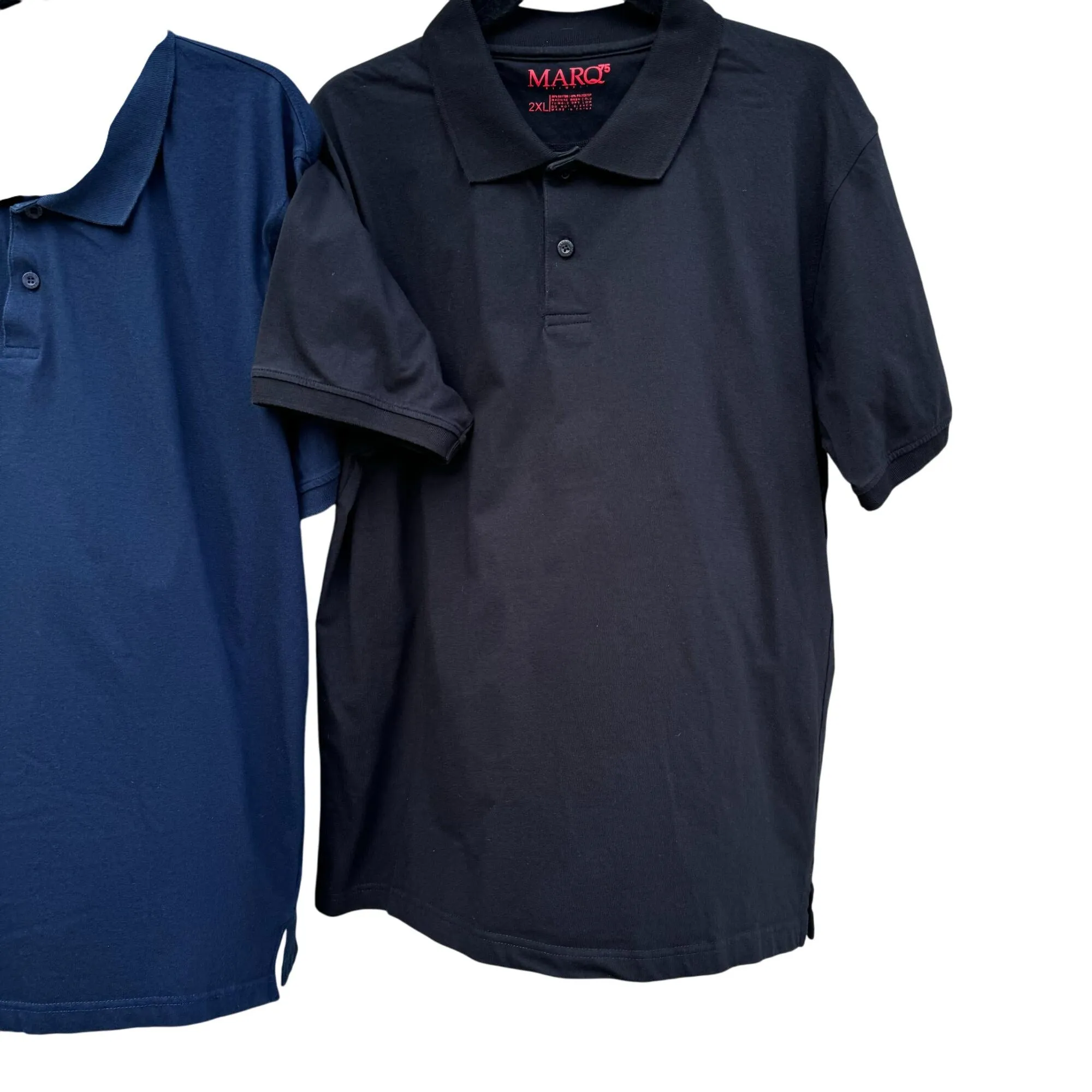 Marq 75 Slim Fit Mens Cotton Poly Blend Polo Shirt Lot of 3 - 2 Black 1 Navy 2XL