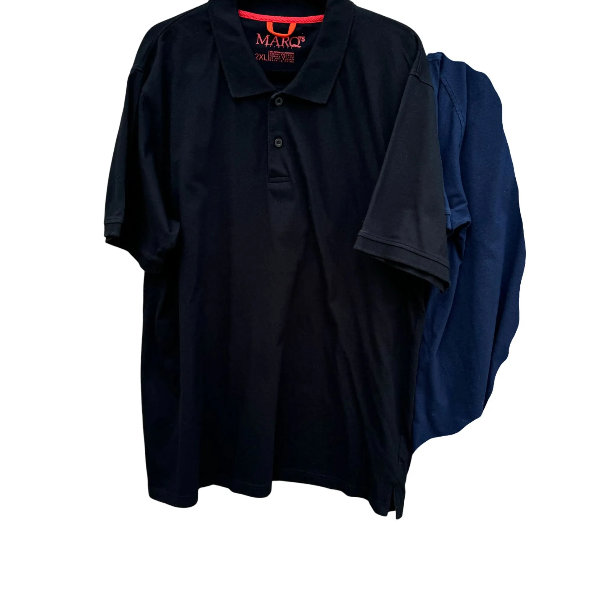 Marq 75 Slim Fit Mens Cotton Poly Blend Polo Shirt Lot of 3 - 2 Black 1 Navy 2XL
