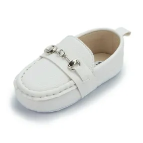 Meckior Baby Girls Boys Loafers Infant Crib Shoes Newborn PU Sneakers for First Walkers 3-18 MonthsA01/White,