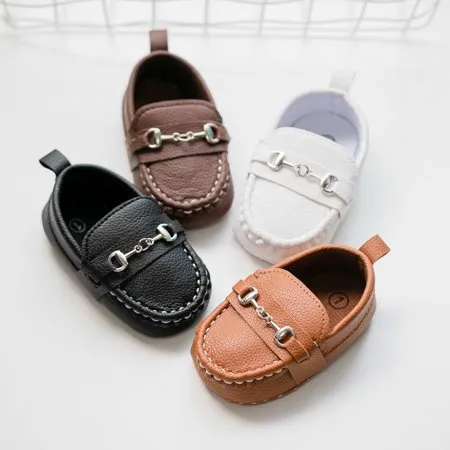 Meckior Baby Girls Boys Loafers Infant Crib Shoes Newborn PU Sneakers for First Walkers 3-18 MonthsA01/White,