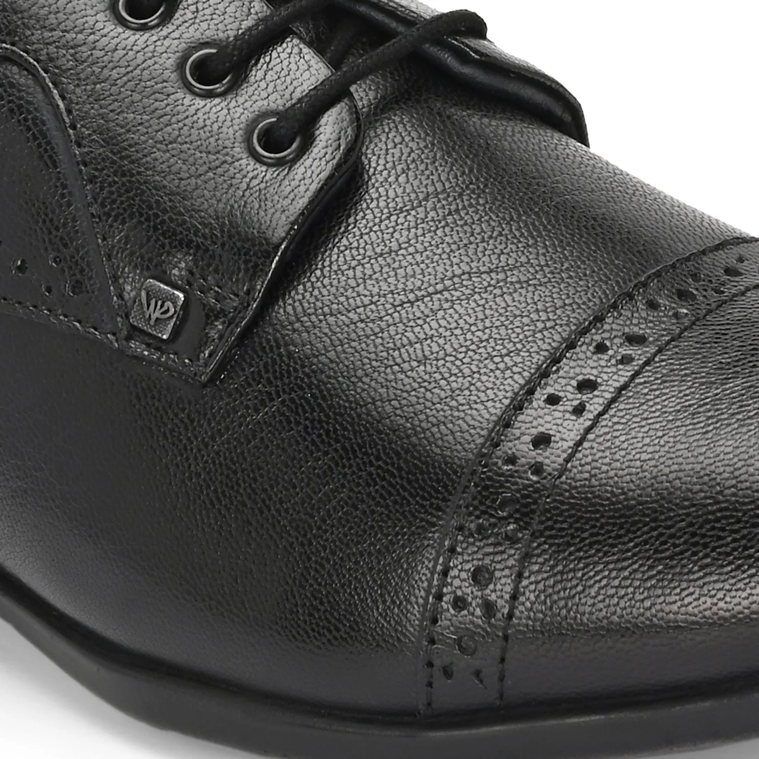 Men Premium Leather Black Lace-Up Formal Derby Shoes (Ramky-69-Black)