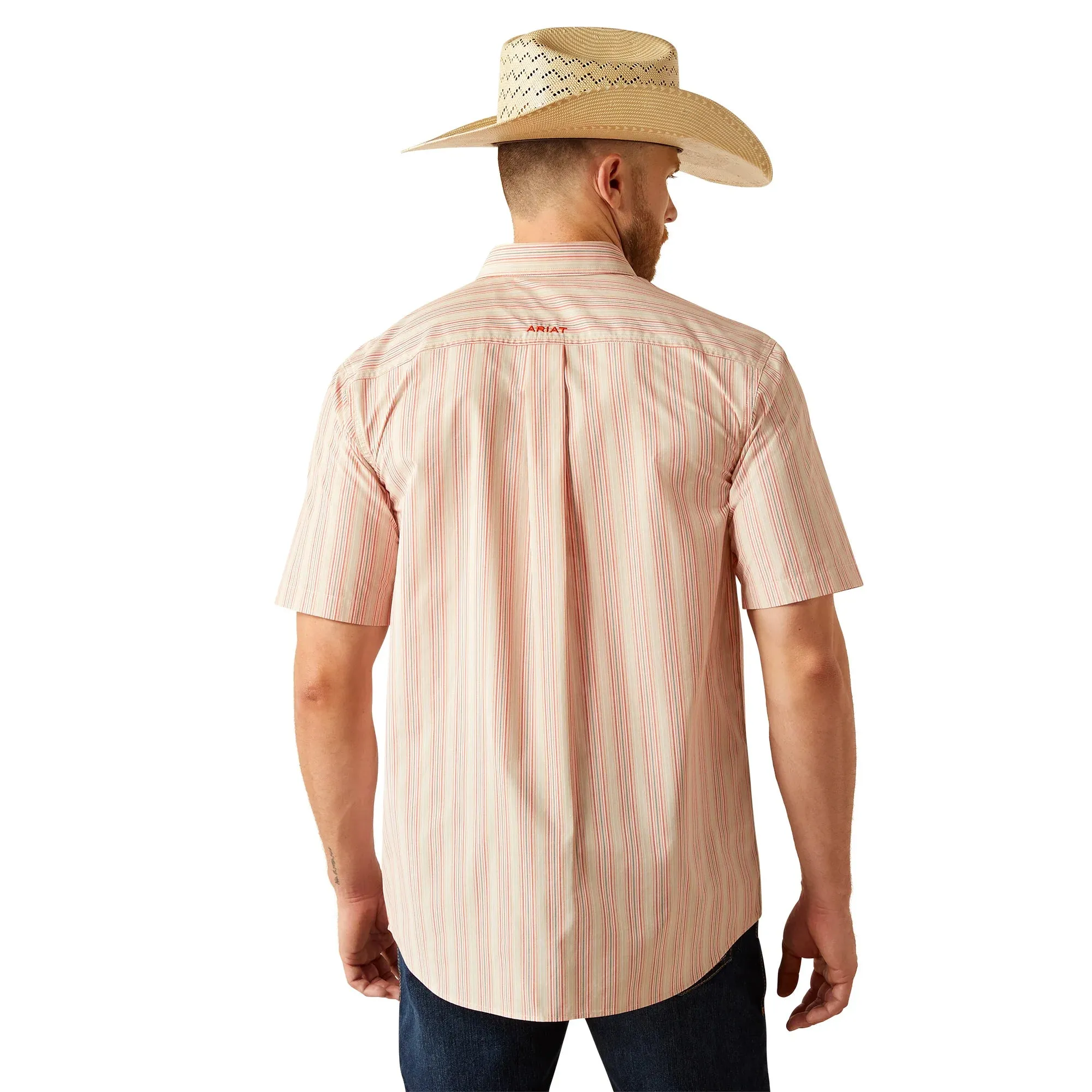 Men's Ariat Winter Pro Series Khaki Striped Print Classic Fit Shirt 10058752