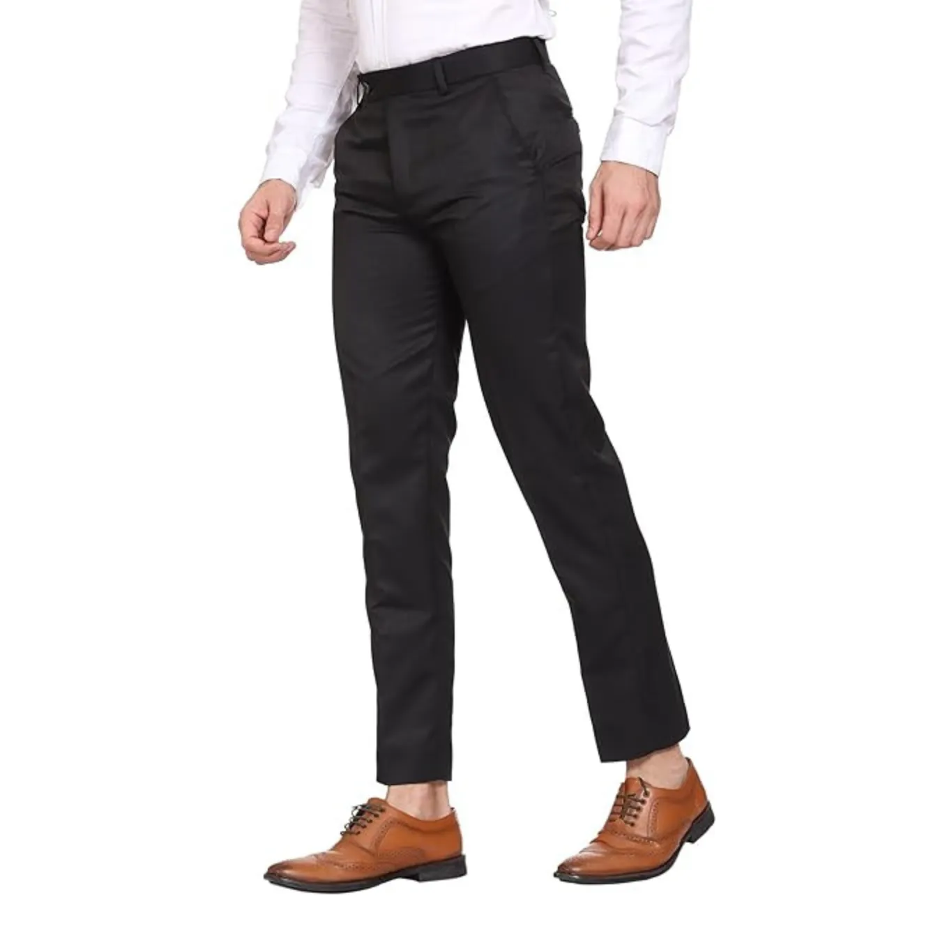 Men's Casual Trousers | Slim Fit Formal Pants for Men | Stylish Trousers for Men | Comfortable Office Wear Pants - Black - PANT_5XL
