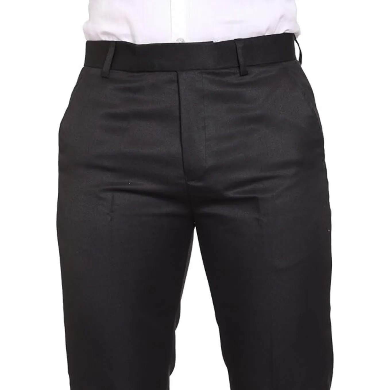 Men's Casual Trousers | Slim Fit Formal Pants for Men | Stylish Trousers for Men | Comfortable Office Wear Pants - Black - PANT_L