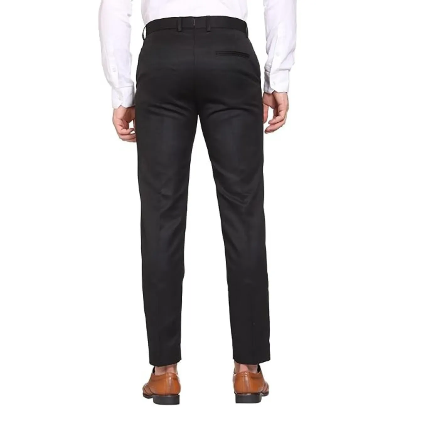 Men's Casual Trousers | Slim Fit Formal Pants for Men | Stylish Trousers for Men | Comfortable Office Wear Pants - Black - PANT_L
