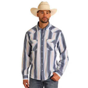 Men's Panhandle Vintage Ombre Striped Long Sleeve Snapped Shirt PMN2S05758