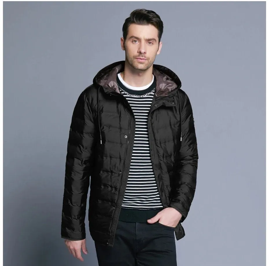 Men's Winter Casual Warm Hooded Short Jacket