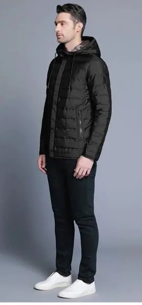 Men's Winter Casual Warm Hooded Short Jacket