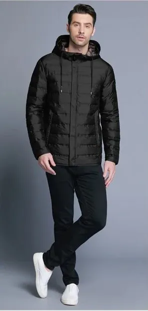 Men's Winter Casual Warm Hooded Short Jacket