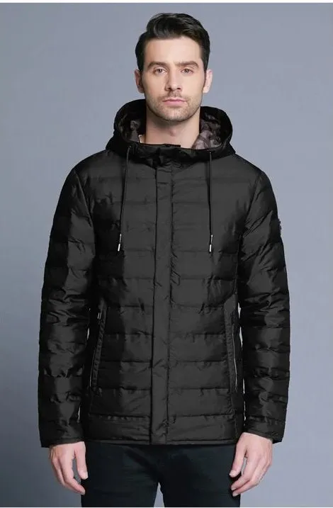 Men's Winter Casual Warm Hooded Short Jacket
